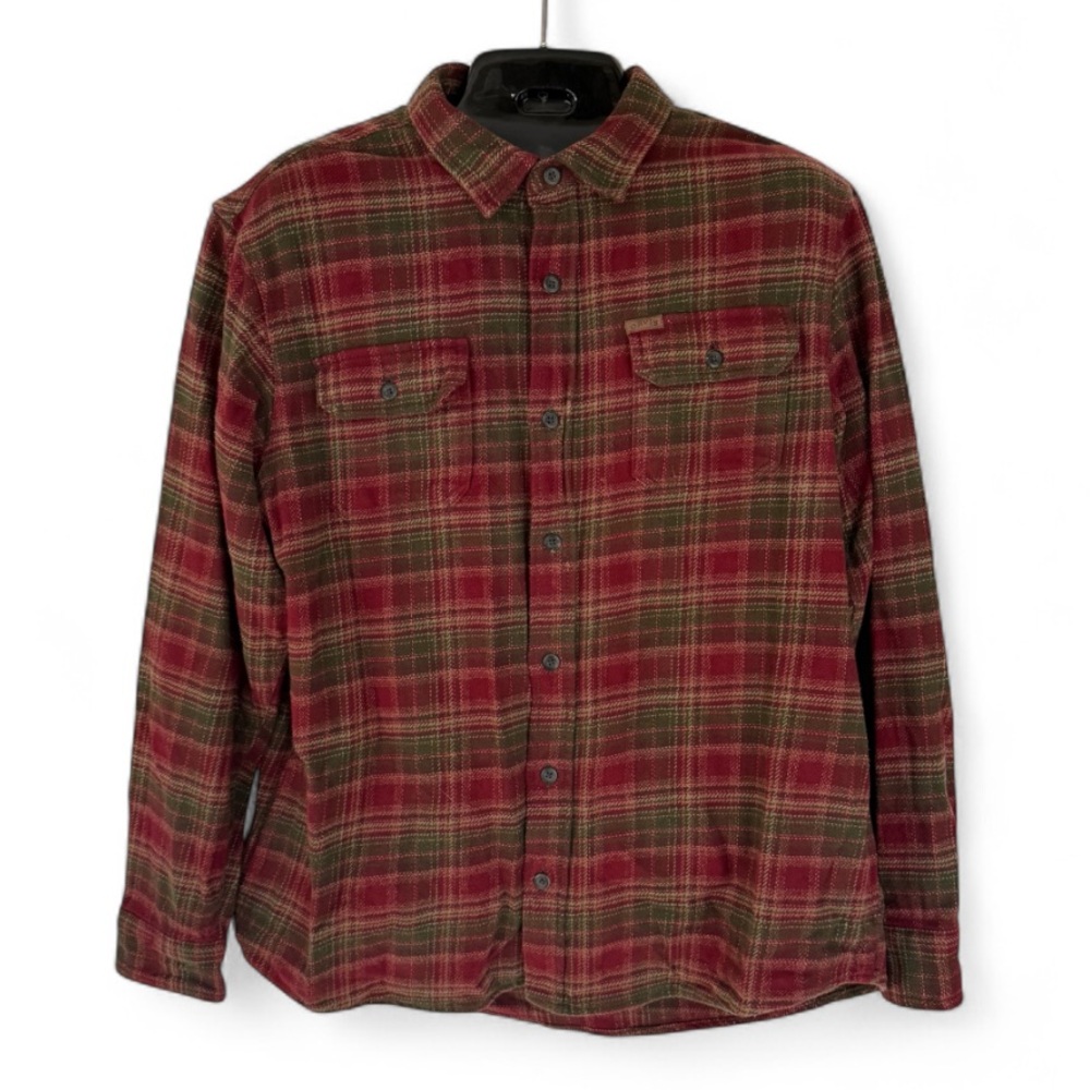 Orvis Big Bear Heavyweight Flannel Shirt Mens XL Red Green Plaid